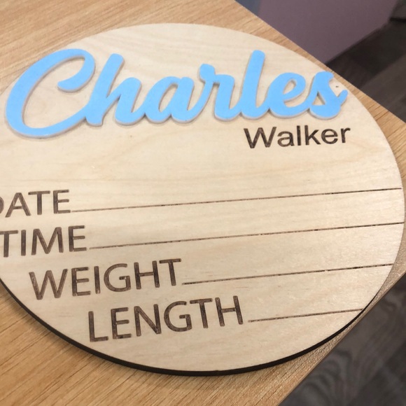 Wooden Birth Announcement Sign, Name Announcement Sign, Baby Name Sign - Picture 1 of 4